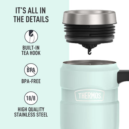 THERMOS Stainless King Vacuum-Insulated Travel Tumbler, 16 Ounce, Matte Steel