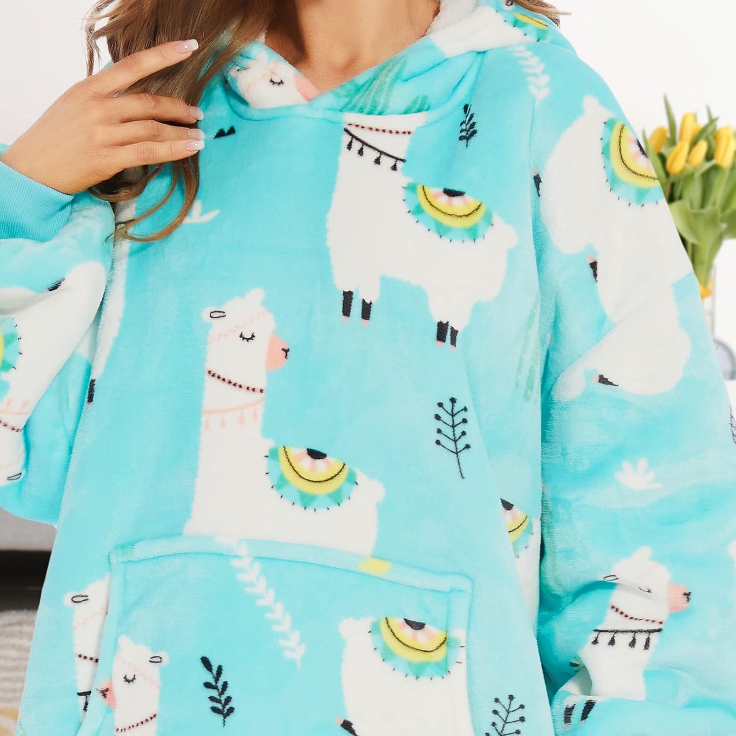 THREE POODLE Wearable Blanket Hoodie for Women, Oversized Sherpa Sweatshirt Blanket for Adults Men, Cozy Hooded Blankets, Gifts for Teen Girls Women Mom Sister