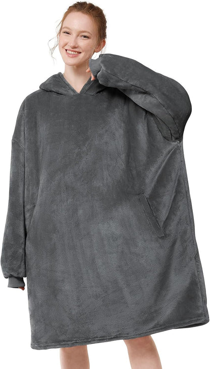 LetsFunny Blanket Hoodie,Oversized Wearable Sherpa Fleece Blanket Sweatshirt,Super Soft Warm Cozy with Giant Pocket,Gifts for Women Men Adults Teenagers, One Size Fits All