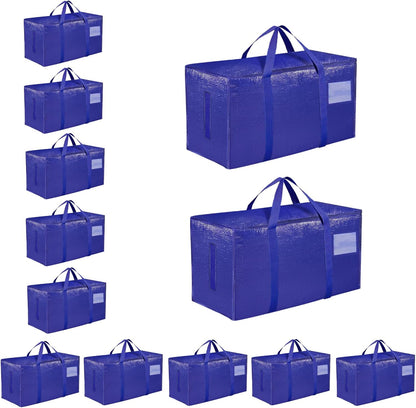 Moving Bags Extra Large - Heavy Duty Storage Totes with Wrap-Around Handles & Reinforced Zippers - Foldable Moving Box Alternative, Water-Resistant for Dorm, Closet & Under Bed Storage (Clear)