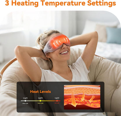 Heated Eye Mask Cordless Relieves Dry Eyes Fatigue（Grey
