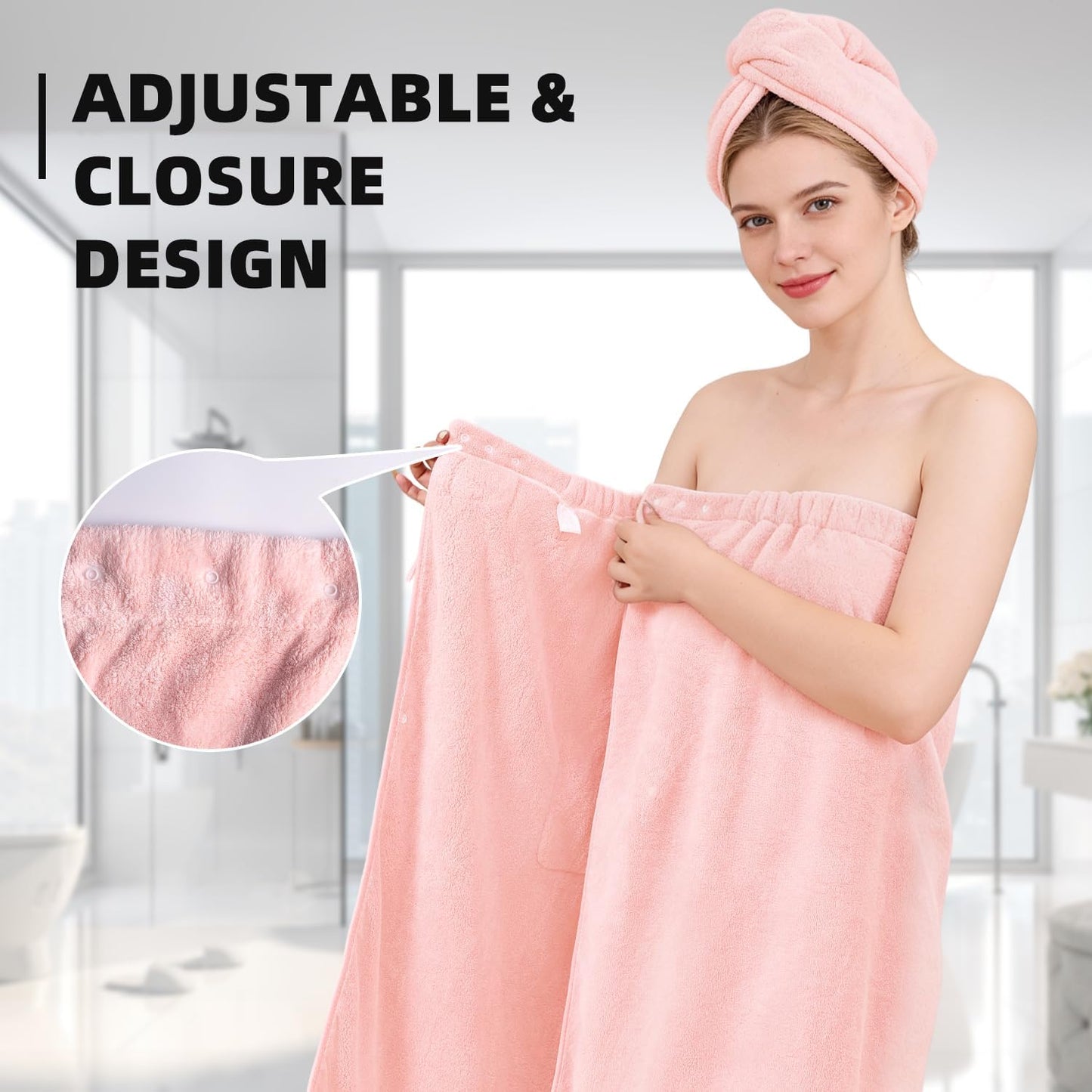Towel Wrap for Women, Women'S Soft Wrap Towel Full Length，Bath Robe After Shower Female Plush Long，Spa Bathrobes Lightweight