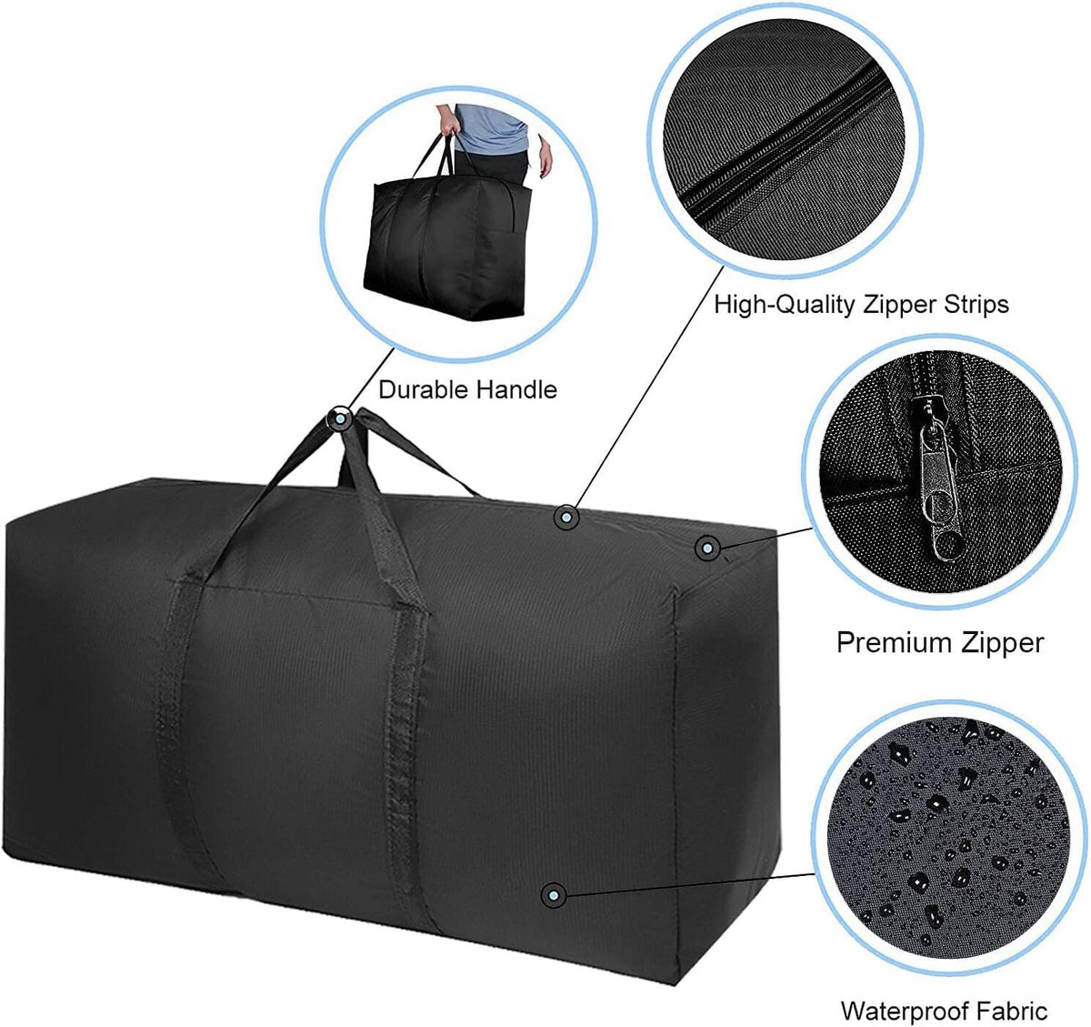 Extra Large Moving Bags with Strong Zippers & Carrying Handles, Storage Bags Storage Totes for Clothes, Moving Supplies, Space Saving Oversized Storage Bag Organizer for Moving, Traveling