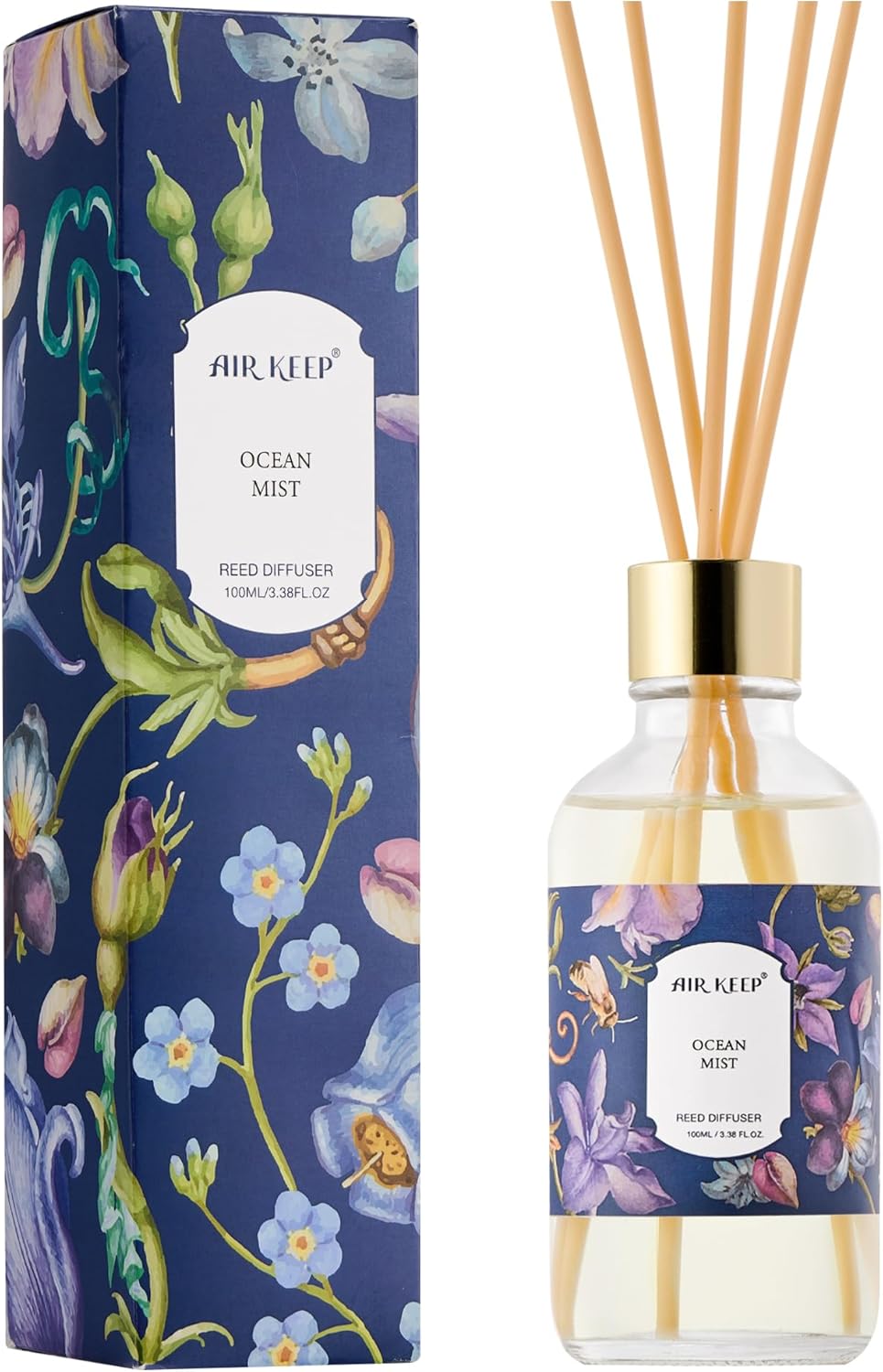 Airkeep Reed Diffuser Oil Set with Reed Sticks,Citrus Aromatherapy Oil Scent Diffuser for Home Office Bathroom Decoration Perfume and Gifts 3.38oz/100ml