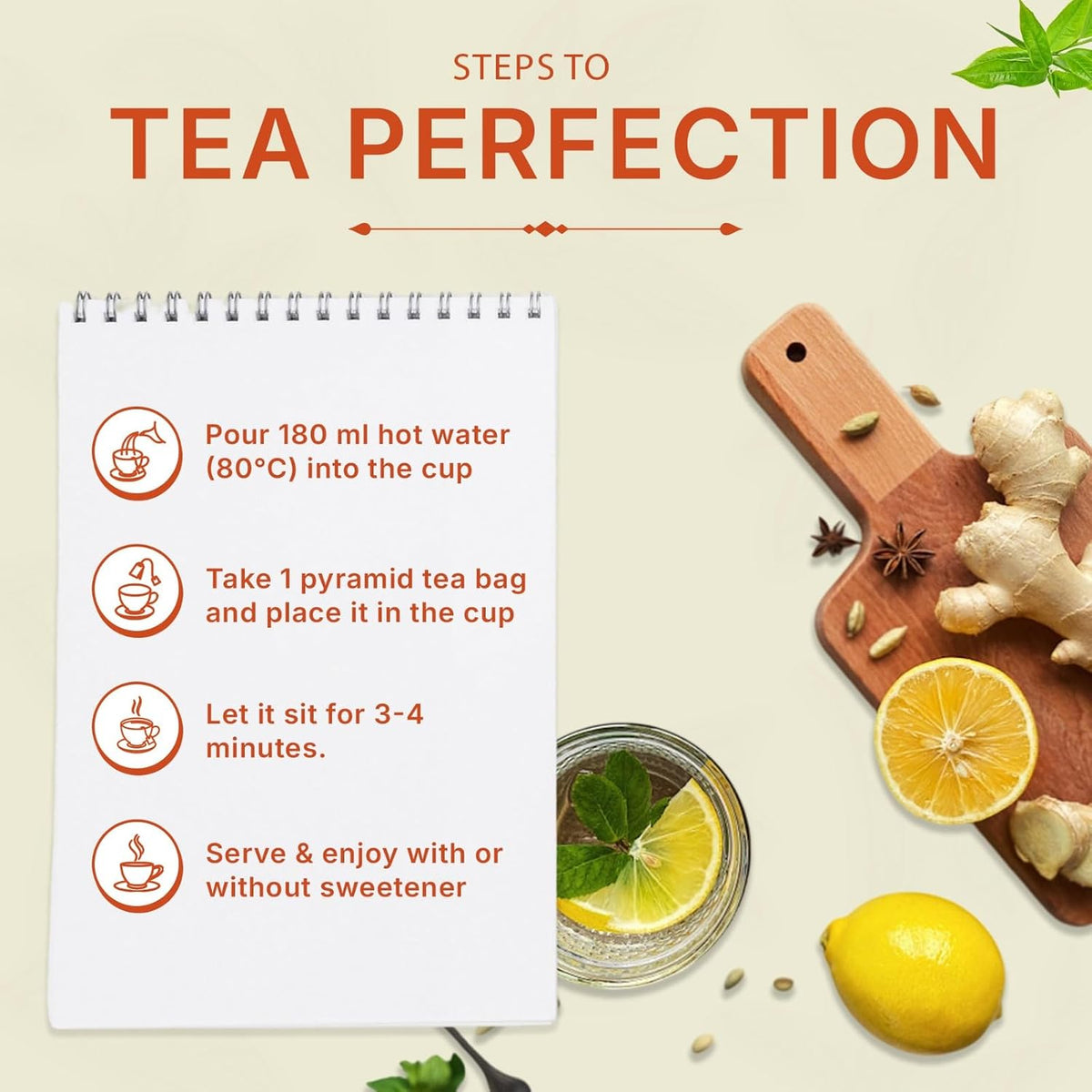 Lemon Ginger Green Tea (200gm/7oz), Natural Herbal Infusion, 100 Tea Bags