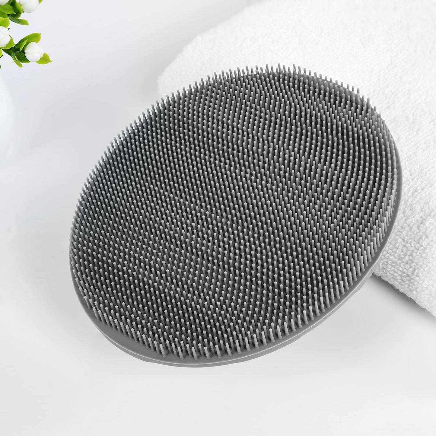 INNERNEED Soft Silicone Body Cleansing Brush Shower Scrubber, Gentle Exfoliating and Massage for All Kinds of Skin (Dark Green)