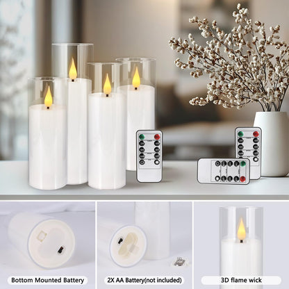 YOROXRG Set of 24 Waterproof Outdoor Flameless Candles, LED Candles with 4 Remote and Timer,(H 4" 5" 6" x D 2.2"),for Halloween Wedding Festiv