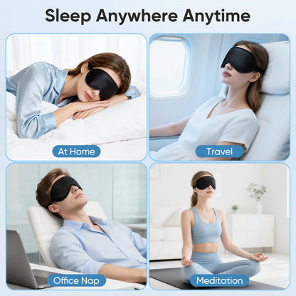 Weighted Eye Mask for Sleeping - Sleep Mask for Women & Men, 3D Contoured Blackout Sleeping Mask for Lash Extensions, Zero Pressure Soft Eye Cover with Adjustable Strap for Travel, Black