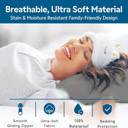 Guardmax Jersey Knitted Pillow Protector with Zipper Standard Size - 4 Pack -100% Waterproof, Bed Bug Proof, Dust Mite Proof, & Hypoallergenic Pillow Covers - Premium Zippered Pillow Cases. (20 X 26)