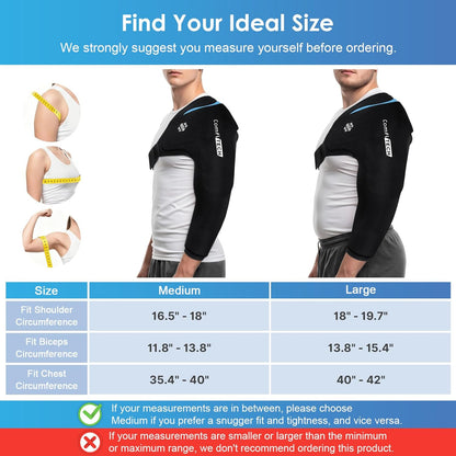 ComfiTECH Dual-Gel Shoulder Arm Ice Pack Wrap with Extended 30-Min Cooling, Detachable Cold Pack & Flexible Gel Ice Sleeve for Volleyball Pitchers, Post-Workout Recovery, Muscle Relaxation, Large