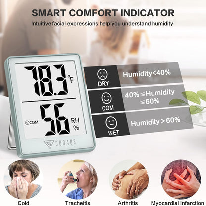 DOQAUS Digital Hygrometer Indoor Thermometer Humidity Meter Room Thermometer with 5s Fast Refresh Accurate Temperature Humidity Monitor for Home, Bedroom, Baby Room, Office, Greenhouse, Cellar (Black)