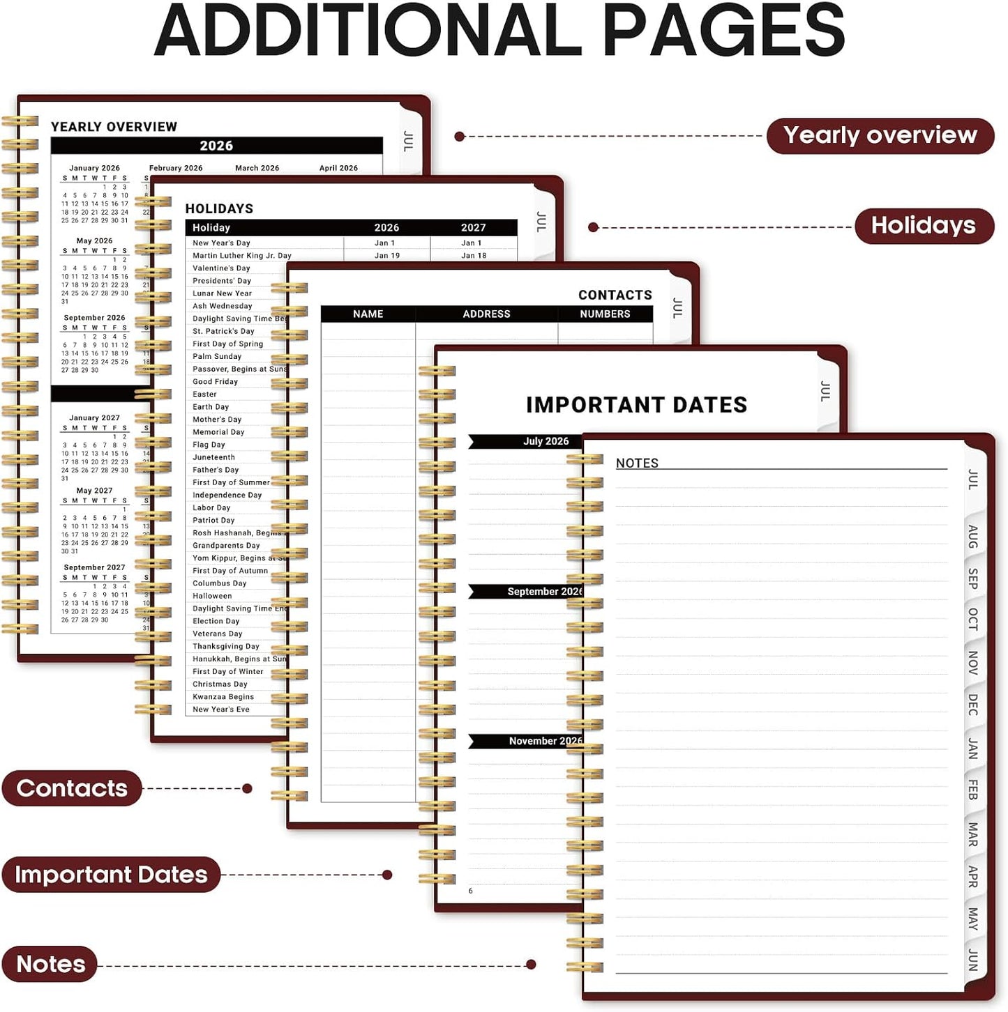 Planner 2026-2027, 8.5" x 11" Weekly and Monthly Academic Year Planner Calendar, July 2026 - June 2027, Hardcover Large School Planning Agenda With Tabs, Perfect for School & Office Supplies, A4, Green