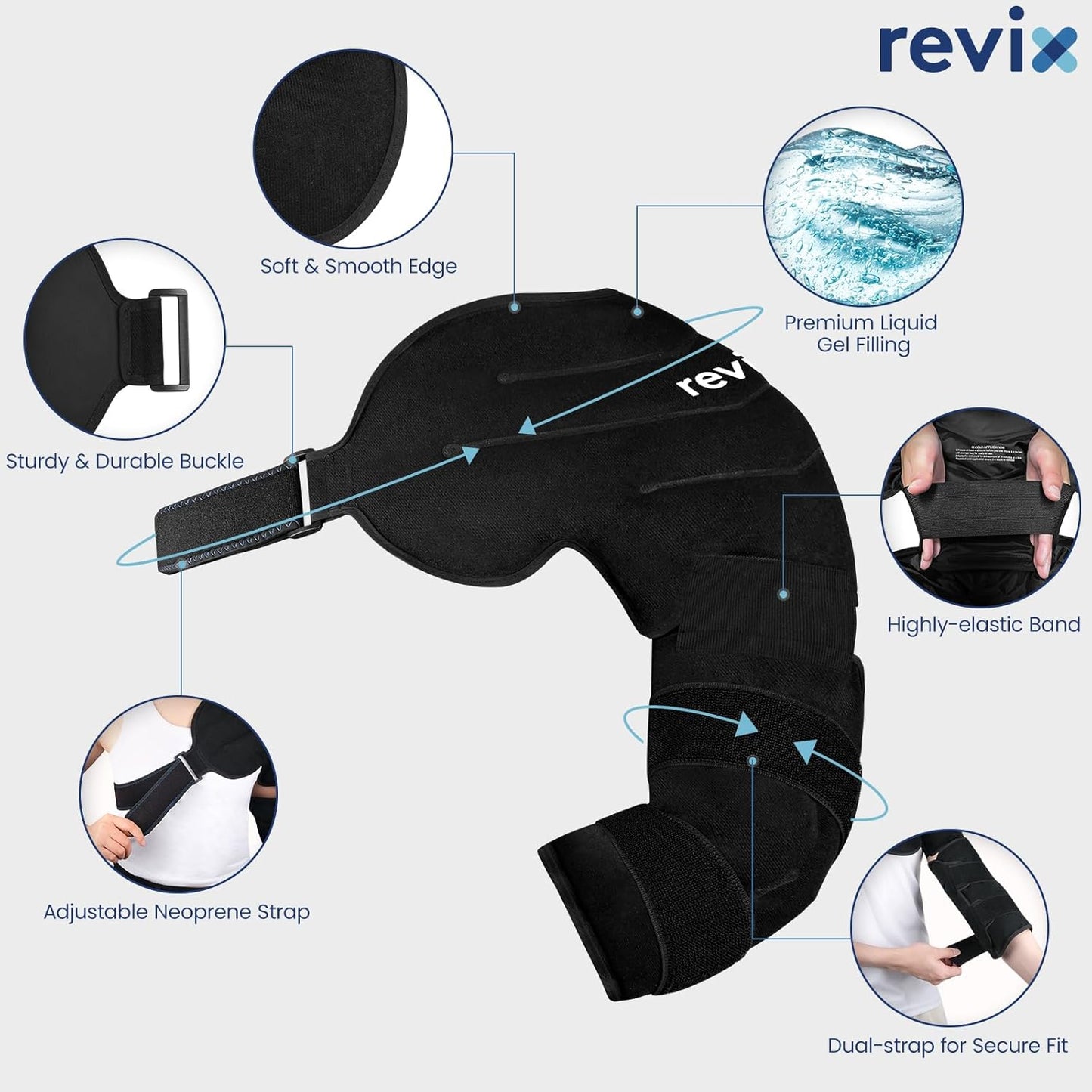 REVIX Arm Ice Pack Wrap for Pitchers – Shoulder and Elbow Ice Pack Reusable Cold Therapy Wrap for Baseball Pitcher Arm Recovery, Adjustable Compression Sleeve for Athelete Post-Workout Muscle Relief