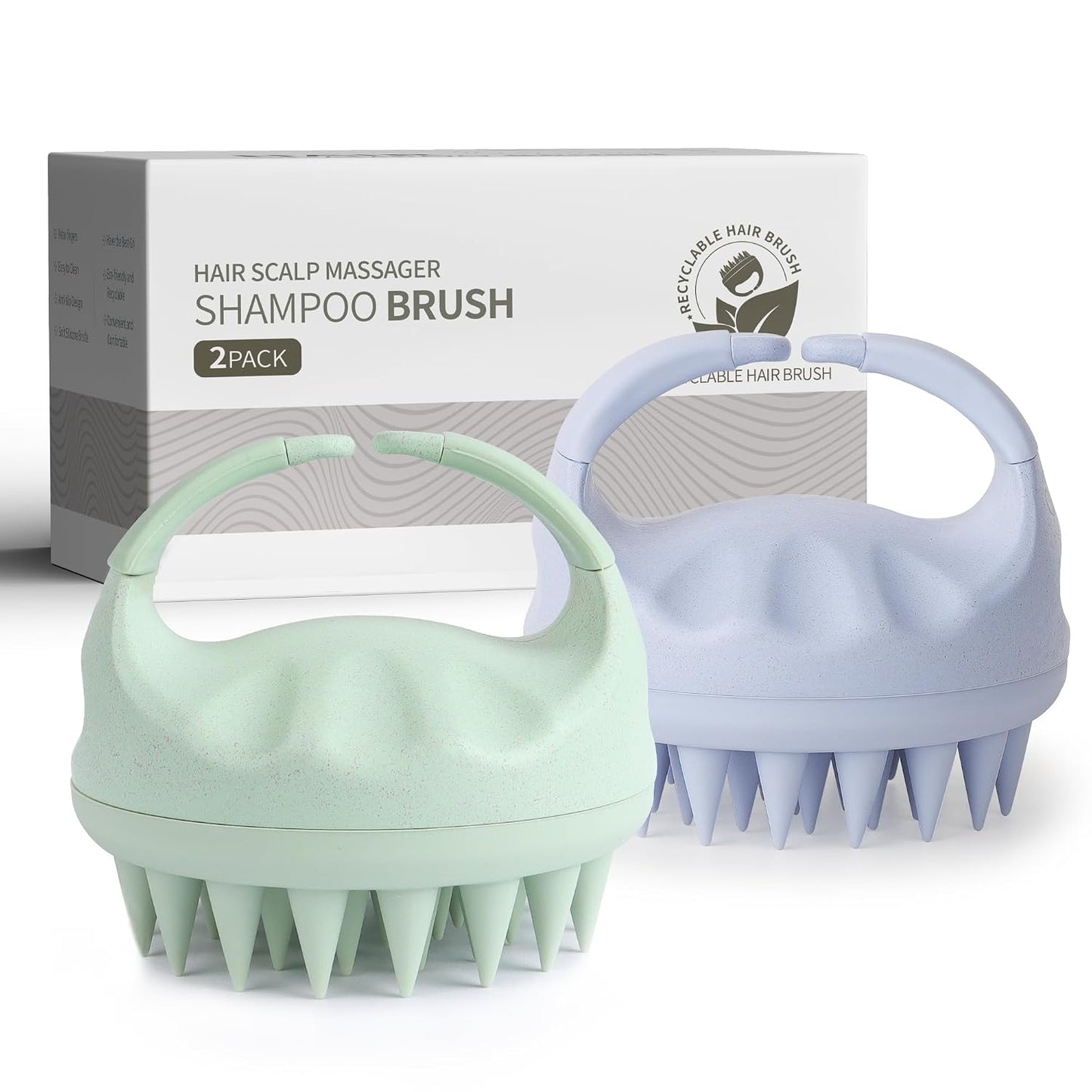Sndyi Scalp Massager Shampoo Brush, Scalp Scrubber with Soft Silicone Bristles, Scalp Exfoliator for Dandruff Removal, Scalp Massager for Hair Growth, Wet Dry Hair Brush for Scalp Care, Green