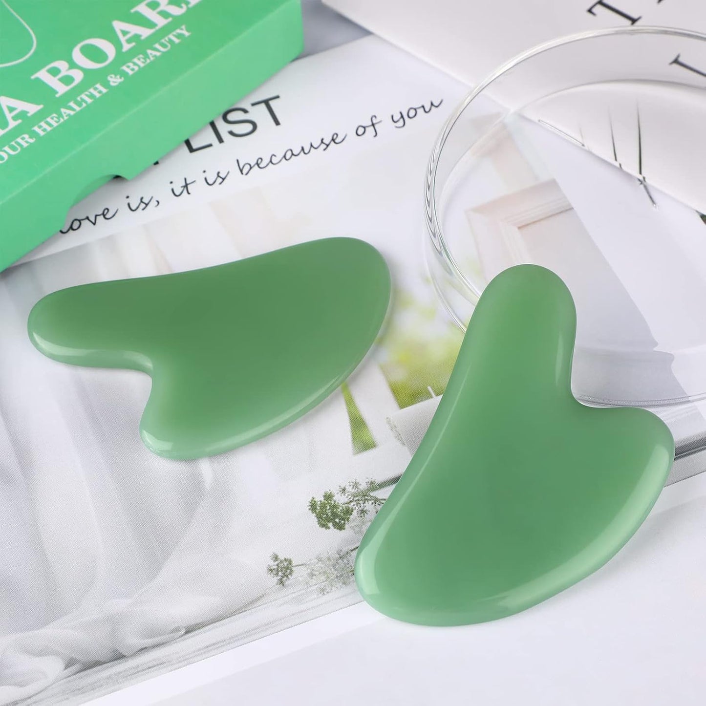 rosenice Gua Sha Facial Tools Guasha Tool Gua Sha Jade Stone Manual Massage Sticks for Jawline Sculpting and Puffiness Reducing for Face Body Tensions Reduce Festive Gifts