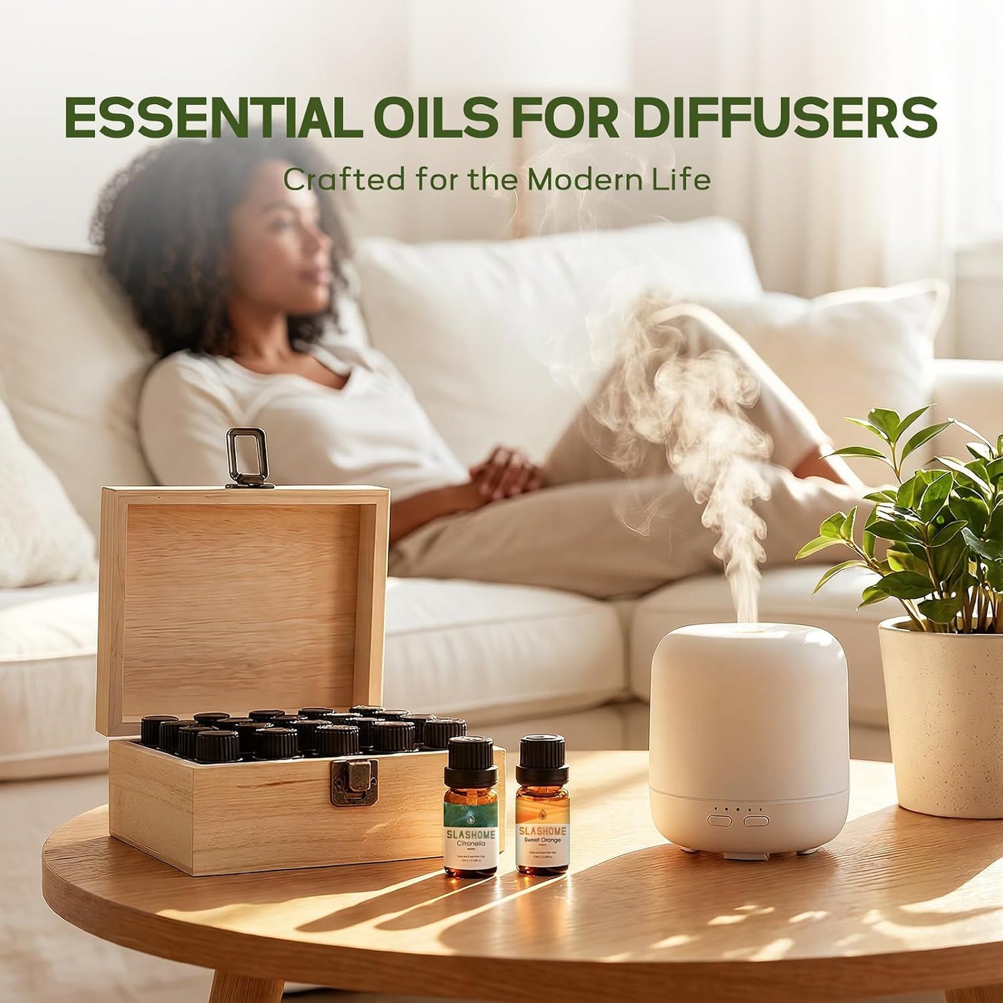 12 Pack Essential Oils for Diffusers for Home - Water Soluble Diffuser Oils Set for Humidifiers & Spa, Scented Oil with Wooden Gift Box for Women - Lavender, Peppermint, Sweet Orange, Tea Tree & More