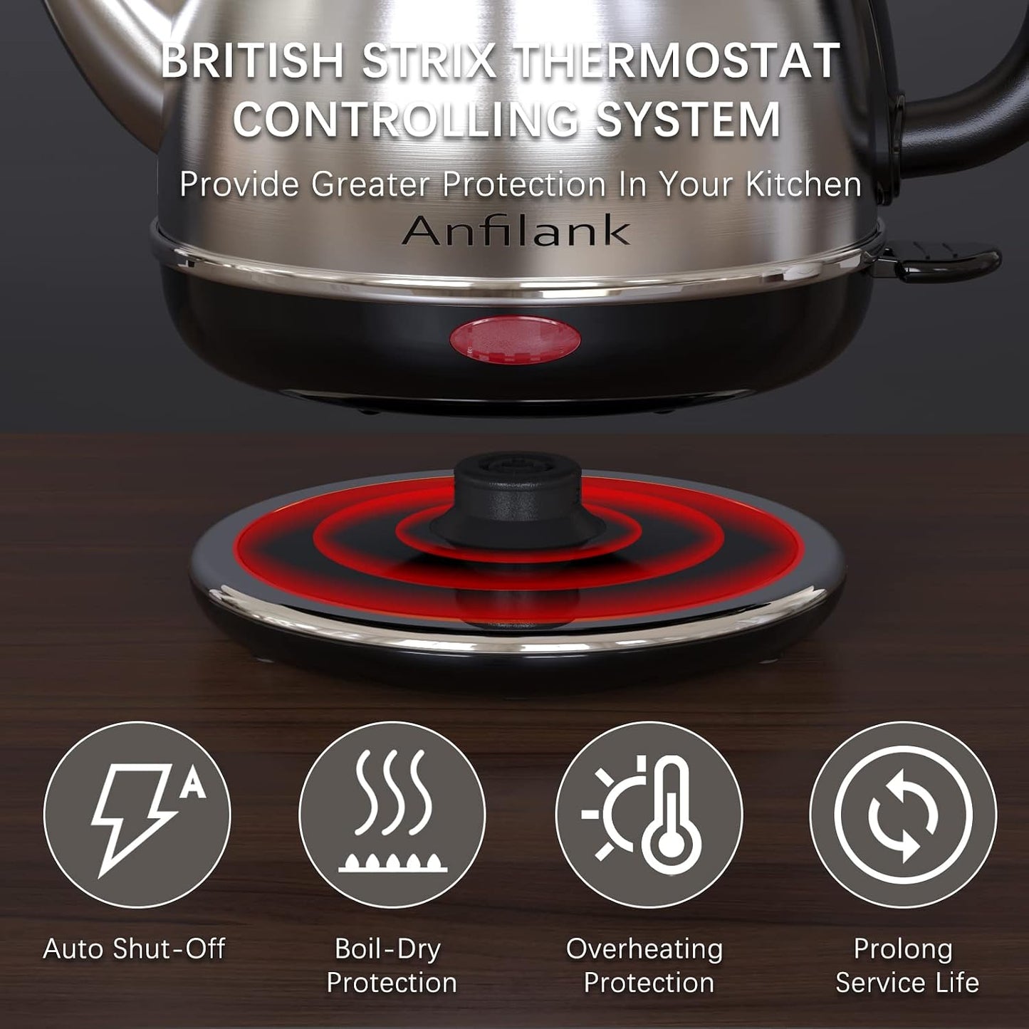 Anfilank Electric Gooseneck Kettle, 1L 1500WFast Boil, 100% Stainless Steel BPA Free Pour-Over Coffee & Tea Kettle,Water Boiler with Auto Shut & Boil-Dry Protectio,Green
