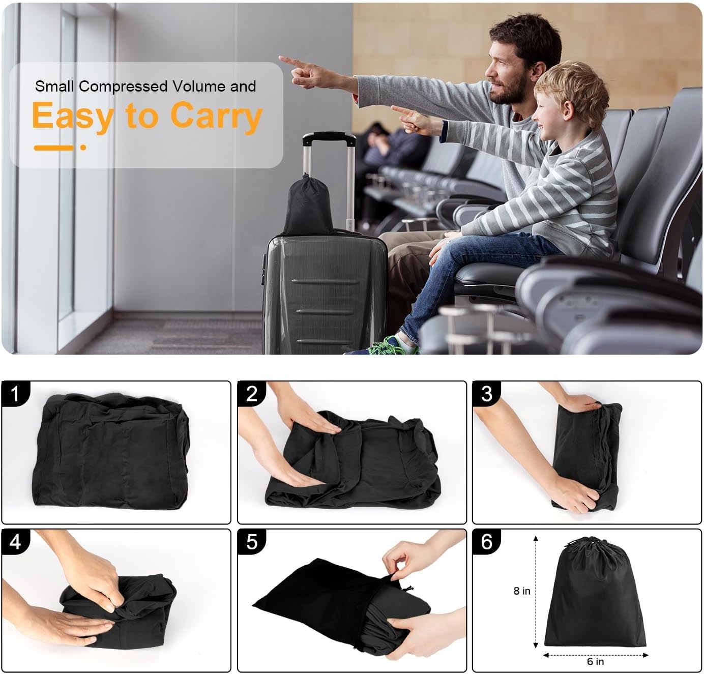 Inflatable Travel Foot Rest Pillow, Kids Airplane Bed, Adjustable Height Leg Pillow for Air Travel, Make a Flat Bed for Kids and Toddlers, Great for Airplane, Train, car（Grey, 1 Pack）