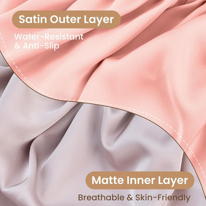 Adjustable Double Layer Silk-Satin Hair Bonnet for Sleeping Women – Anti-Frizz Curly Hair Sleep Cap, Hair Protector for Night, Moisture Retention Soft Bonnet for Natural Hair (black,Large)