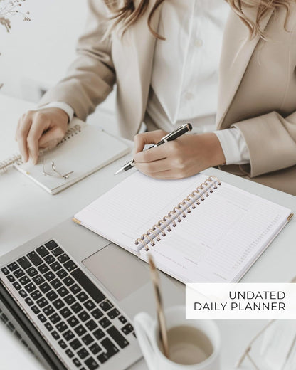ZICOTO Aesthetic Daily Planner And Notebook With Hourly Schedule - Aesthetic Spiral To do List Notepad For Work/Home to Organize Tasks And Appointments - Stylish School/Office Supplies Book For Women