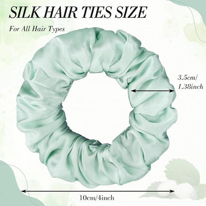 4 Pack 100% Mulberry Silk Scrunchies for Hair Sleep, No Damag Frizz Control Stylish Silk Hair Scrunchies Small Gifts for Women