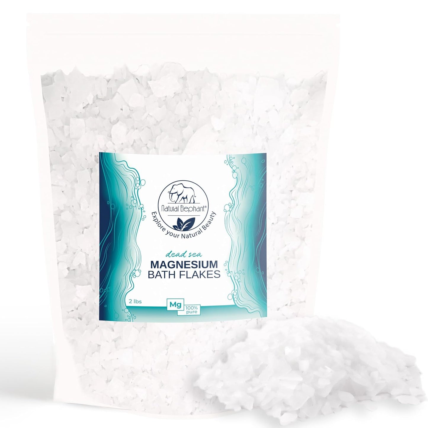 Natural Elephant Dead Sea Magnesium Bath Flakes | 10 lb (Pack of 2 5lb Bags) | Pure Magnesium Chloride Soak for Body and Foot | Ideal for a Soothing Bath Experience | Alternative to Epsom Salt