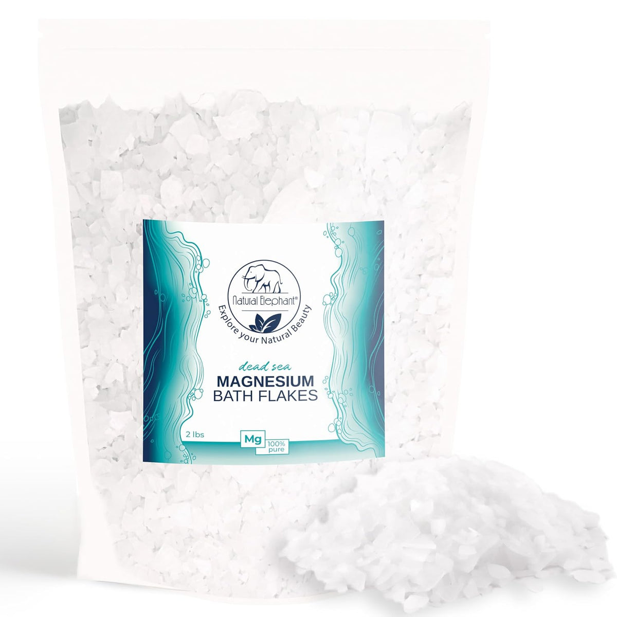 Natural Elephant Dead Sea Magnesium Bath Flakes | 10 lb (Pack of 2 5lb Bags) | Pure Magnesium Chloride Soak for Body and Foot | Ideal for a Soothing Bath Experience | Alternative to Epsom Salt