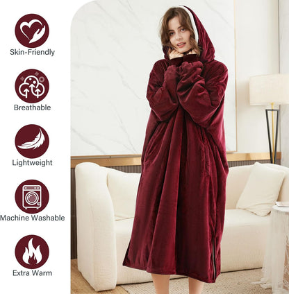 LetsFunny Blanket Hoodie,Oversized Wearable Sherpa Fleece Blanket Sweatshirt,Super Soft Warm Cozy with Giant Pocket,Gifts for Women Men Adults Teenagers, One Size Fits All