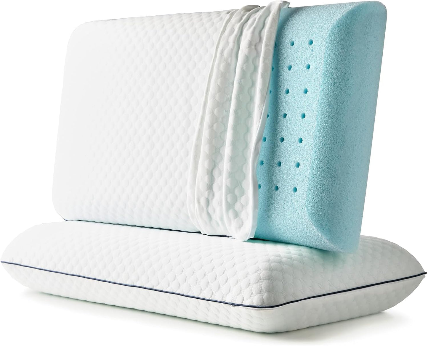 Weekender Cooling Gel Memory Foam Pillow for Sleeping – King Size, Ventilated Cooling Pillow for Side & Back Sleepers, Neck & Shoulder Support, Medium Firm, Washable Cover