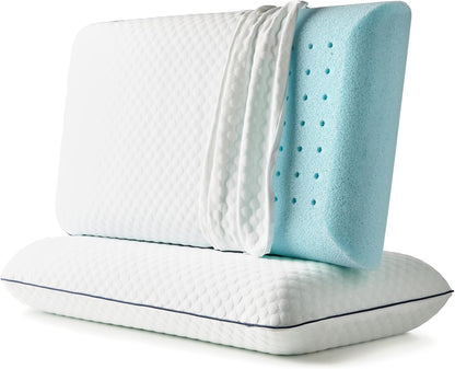 Weekender Cooling Gel Memory Foam Pillow for Sleeping – King Size, Ventilated Cooling Pillow for Side & Back Sleepers, Neck & Shoulder Support, Medium Firm, Washable Cover
