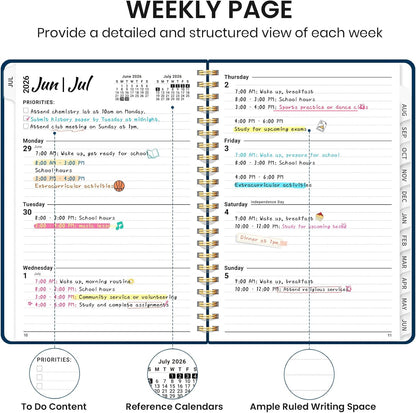 Planner 2026-2027 for Women & Men, Academic Monthly and Weekly Calendar Planner, Jul 2026 - Jun 2027, A5 (6.3" x 8.5"), Teacher Student Planning Book with Tabs, Ideal for Office School Supplies - Pink