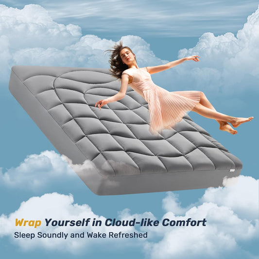 Unikome Ultra Soft Waterproof Mattress Pad King, Cooling Mattress Protector for Hot Sleepers, 5-Layers Noiseless Washable Mattress Cover with 8"-21" Deep Pocket (Light Blue, 78x80)