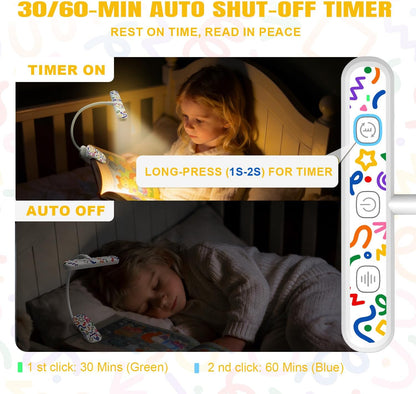Rechargeable Kids Book Light, Cute Bookmark Reading Light for Kids, Dimmable Portable LED Book Light for Reading in Bed, Eye-Caring Bedtime Reading Lamp for Children & Travel, Black