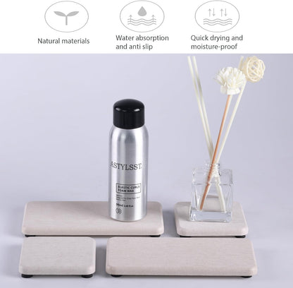 NiuYichee Set of 4 Water Absorbent Diatomite Coasters, Dish Soap Stone Tray