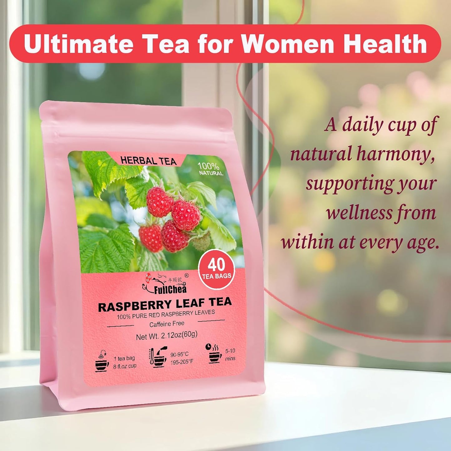 FullChea - Dandelion Leaf & Root Tea Bags, 50 Teabags, 2g/bag - Natural Dandelion Herbal Tea for Liver & Kidney Health - Non-GMO - Caffeine-free - Support Digestion & Boost Immune System