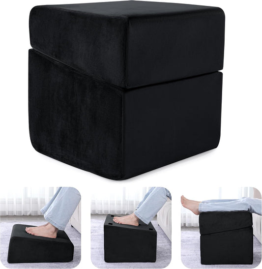 Under Desk Foot Rest, ROYALAY Ergonomic Office Footrest with 3 Adjustable Heights, High-Density Memory Foam Leg Rest for Home, Travel, Airplane with Washable Cover