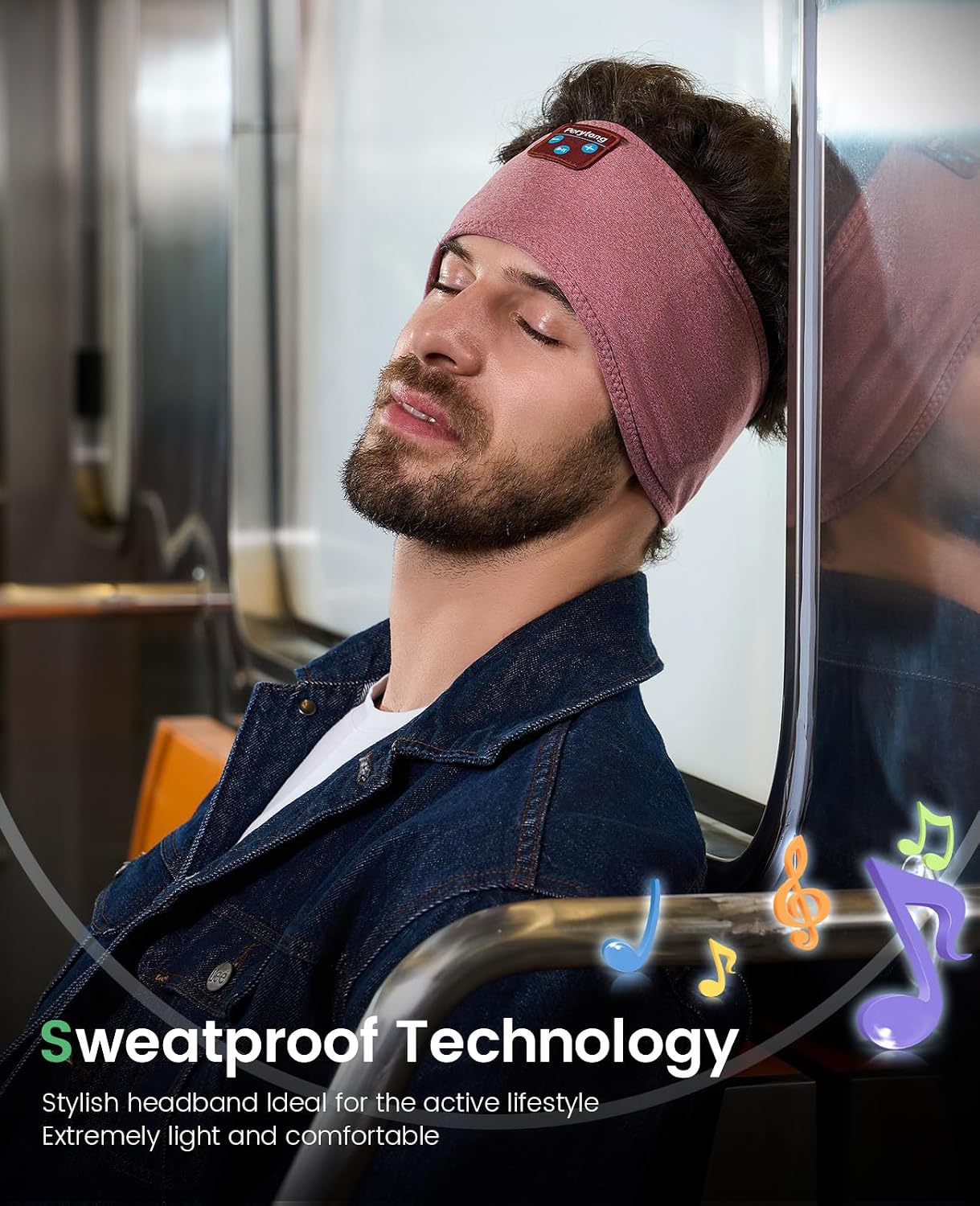 Perytong Sleeping Headphones Bluetooth Headband, Soft Long Time Play Sleeping Headsets with Built in Speakers Perfect for Workout,Running,Yoga,Travel, Darkgray