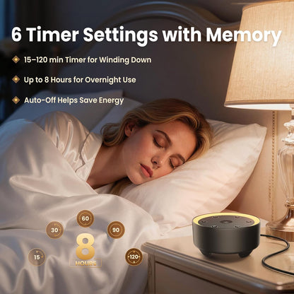 Kipcush White Noise Machine for Sleeping – High-Fidelity Non-Looping Sounds, Dimmable Night Light, USB Powered, Sleep Sound Machine for Baby, Kids & Adults (A - Model White+, Standard)