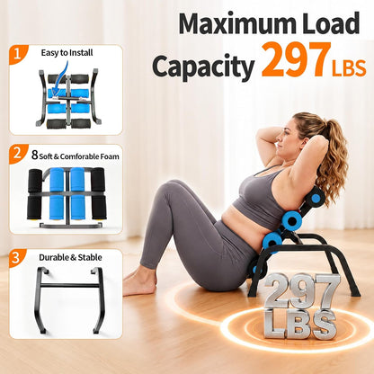 Mini Inversion Table with Rollers, Spinal Decompression Table Rollers | Back Extension Machine for Back Pain Relief, Easy to Assemble & 297 Weight Capacity, Home Gym Equipment