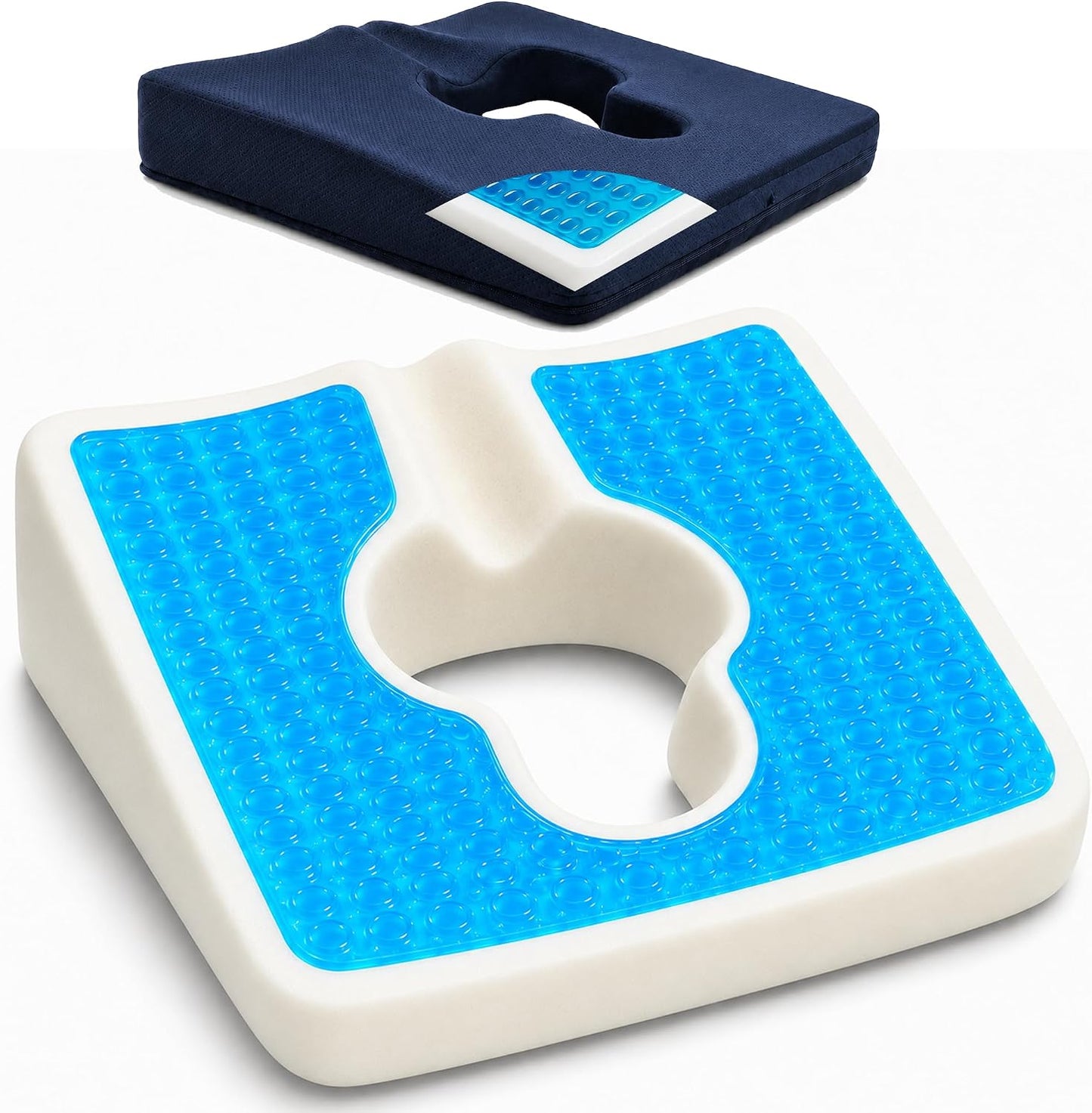 Gel Wheelchair Seat Cushion,Bed Sore Cushions for Butt,Gel Cushion for Pressure Relief,Donut Pillow for Tailbone Pain Relief,Sciatica,Coccyx,hemorrhoid Pillow,Cushion for Office Chair(Blue)