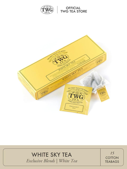 TWG Tea | White Sky Tea | White Tea | Ylang Ylang Flowers | 15 Hand Sewn Cotton Teabags | GiftSet
