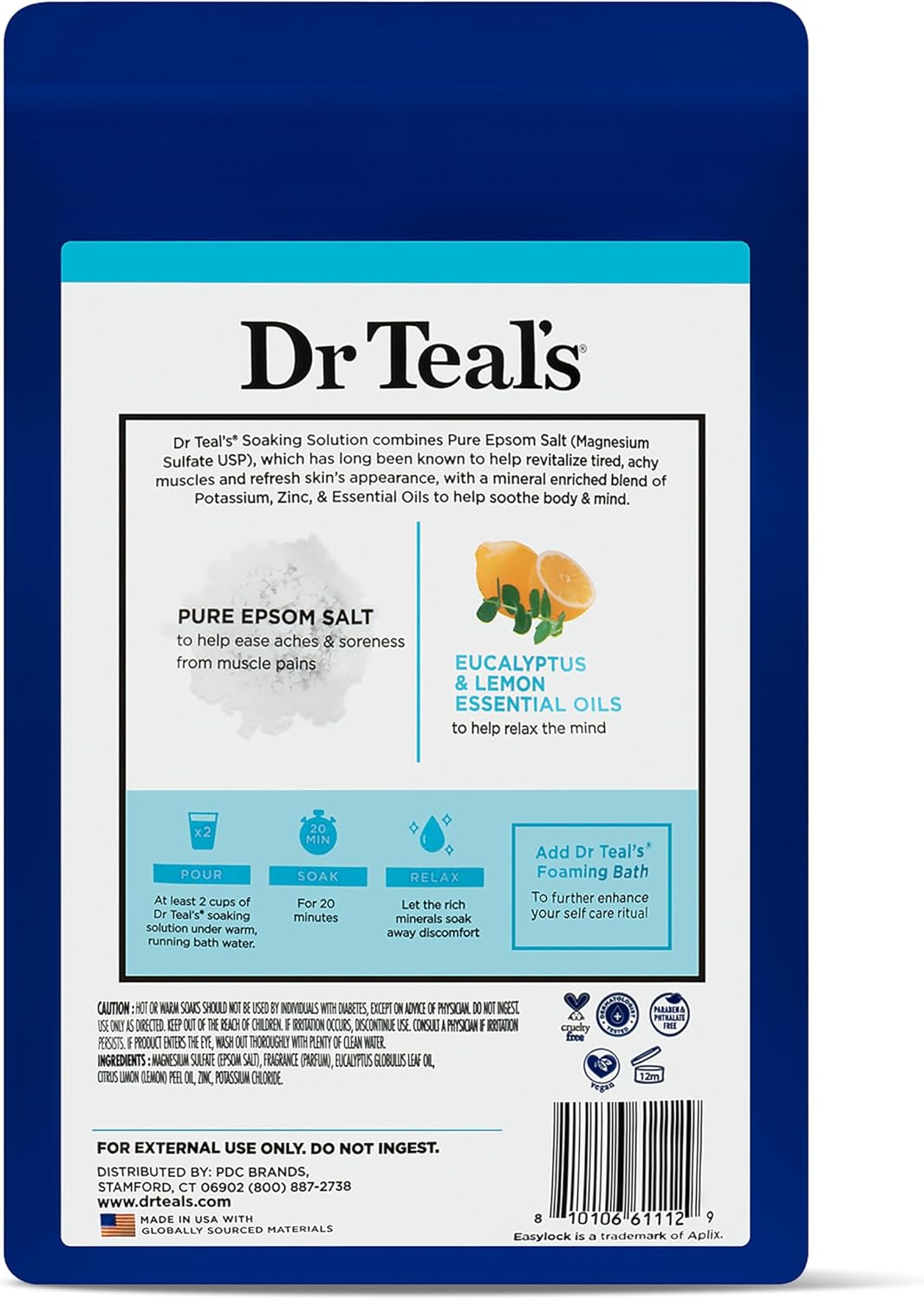 Dr Teal's Epsom Salt Magnesium Soak, Restorative Minerals with Magnesium, Potassium & Zinc, 3 lbs