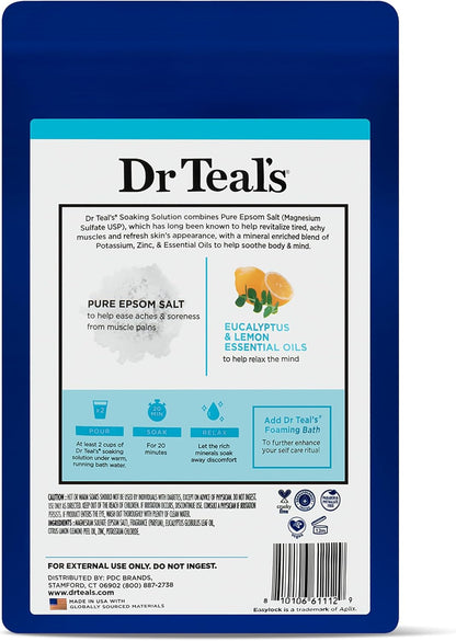 Dr Teal's Epsom Salt Magnesium Soak, Restorative Minerals with Magnesium, Potassium & Zinc, 3 lbs