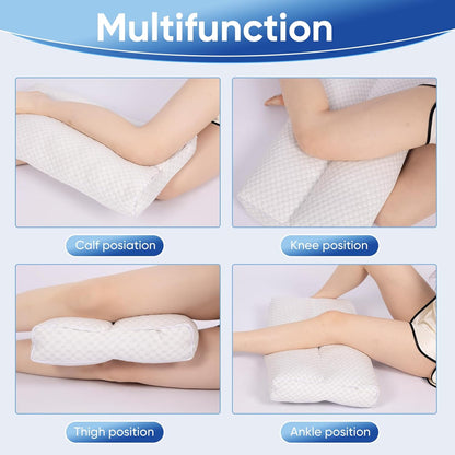MINUPWELL Knee Pillow for Side Sleepers - Between Leg & Under Knee Pillow for Back Sleepers - Leg Pillow with 850G 7D Alternative for Relieving Leg, Back, and Knee Pain - 100% Cotton Fabric - White