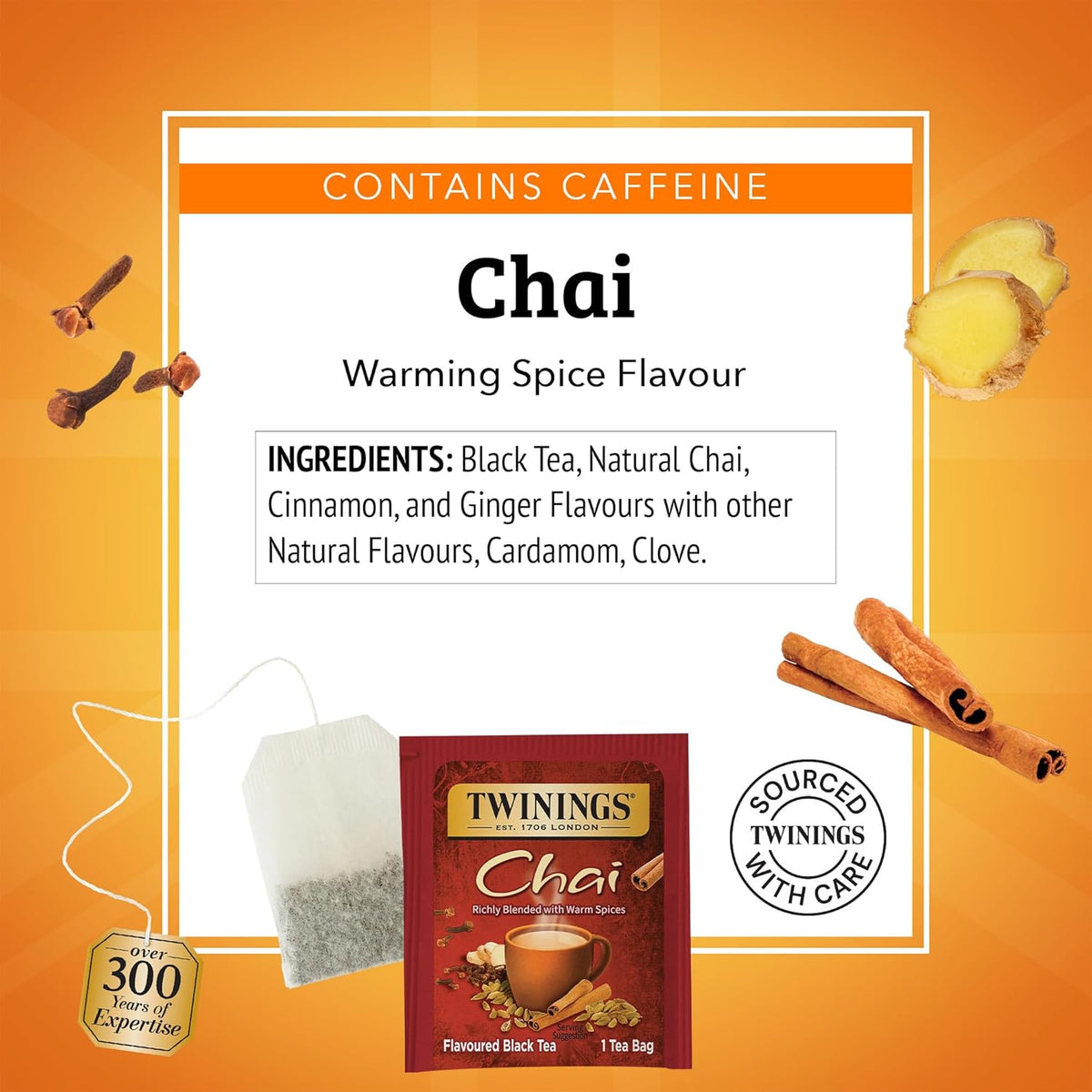 Twinings Chai Spiced Black Tea Bags, 20 CT Box (6 Pack)