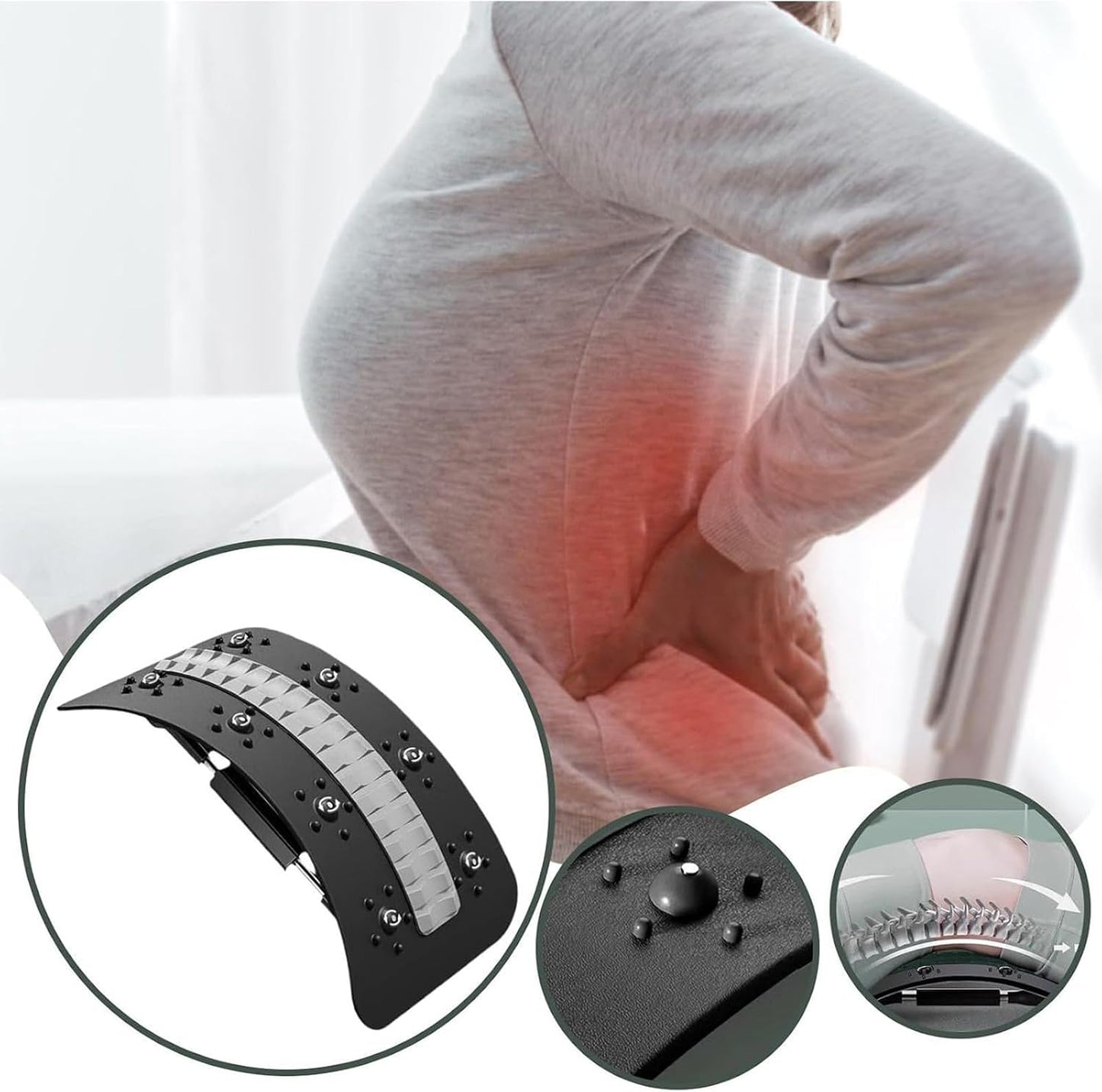 Back Stretcher Device, Multi-Level Back Support Adjustable, Spinal Board Massager with Curved Design, Stretching Equipment Tool Relieves Tension, for Daily Stretching and Relaxation