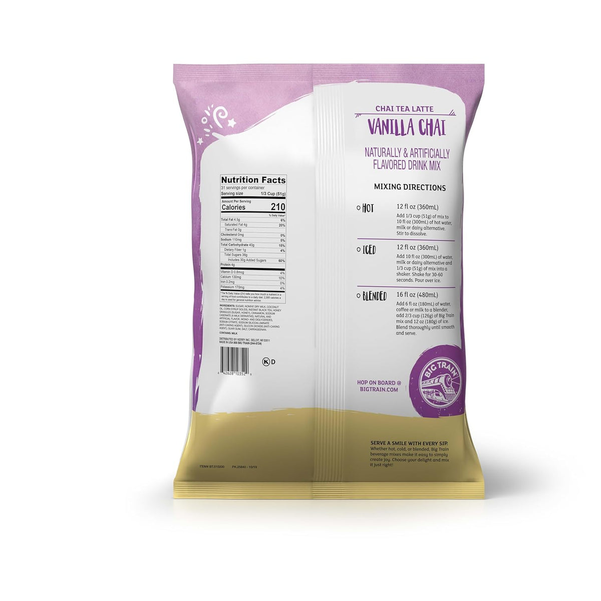 Big Train Spiced Chai Tea Latte Beverage Mix, 1.9 lb (Pack of 1) - Colors B