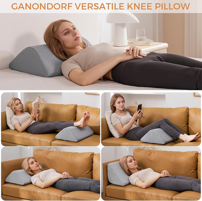 Knee Wedge Pillow for Post-Surgery Recovery-Leg Elevation Support for Sleep Position, Alleviating Lower Back & Hip Pain Enhancing Circulation in Ankles Legs Triangle Pillow with Removable Cover
