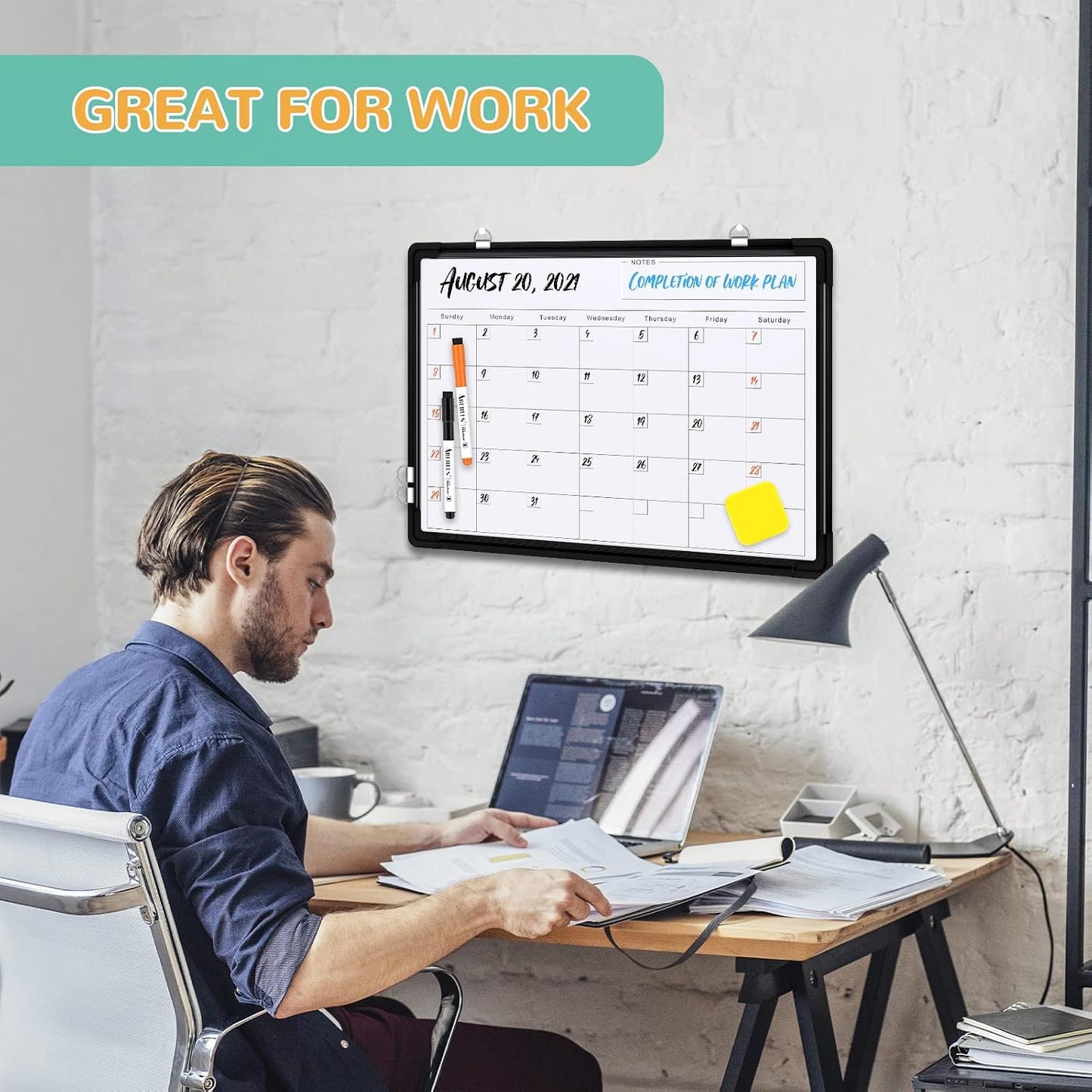 Weekly Calendar Whiteboard for Wall, 16x12 Inches Dry Erase Board, Small Magnetic White Board, Double-Sided Hanging Board for Office School Home Kitchen, Portable Board for Drawing Planning To Do List