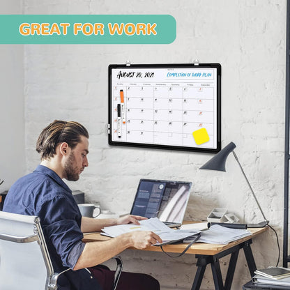 Weekly Calendar Whiteboard for Wall, 16x12 Inches Dry Erase Board, Small Magnetic White Board, Double-Sided Hanging Board for Office School Home Kitchen, Portable Board for Drawing Planning To Do List